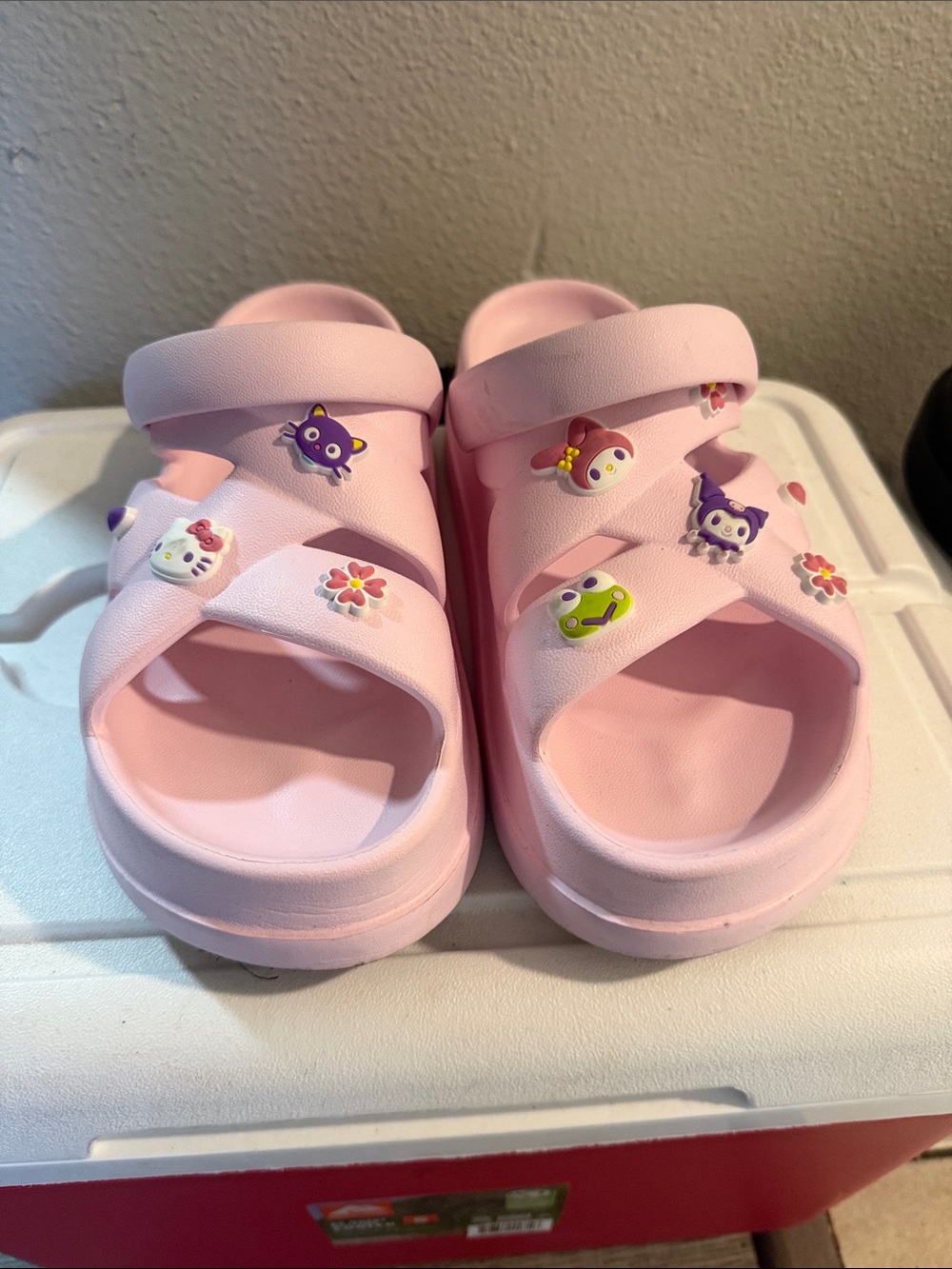 Women Pink Slip-On Sandals with Decorative Charms